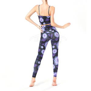 Wholesale Price Yoga Set for Women Solid High Support Sports Bra & <b>Knee</b> <b>Length</b> <b>Legging</b> 100% Cotton - Product Image 2