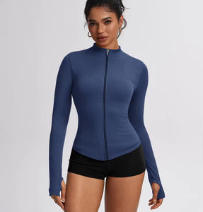 Vêtements de fitness pour femmes, hauts de yoga sans couture, couleurs unies, manches longues, crop tops de sport, ensembles de yoga respirants et à séchage rapide - Product Image 3