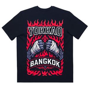 เสื้อยืดโยค้า บังคับก้าว มวยไทย ยูนิเซ็กส์ สีดำ พิมพ์ลายเปลวไฟ ทรงปกติ โพลีเอสเตอร์ เสื้อศิลปะการต่อสู้ แห้งเร็ว คอวี น้ำหนักเบา - Product Image 1