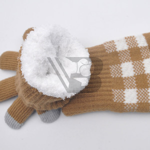 High Quality Luxury Brand Winter Cycling Ski Fingerless Gloves Wool Yarn Plush for Women - Product Image 5