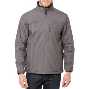 Veste en polaire grise pour homme, col montant, fermeture éclair, coupe-vent, vêtement décontracté d'automne, coupe régulière, veste softshell en polyester - Product Image 1