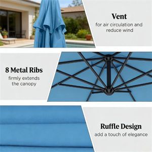 Sombrilla Azul para Terraza con Base para Uso en Exteriores y Patios, Sombrillas y Bases para Patio - Product Image 4
