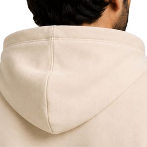 Sweat à capuche personnalisé pour homme en coton molletonné épais, couleur ivoire, style streetwear minimaliste, fabrication OEM sous marque privée - Product Image 3