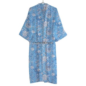 100% algodón hecho a mano Bikini Cover-Up bloque impreso verano Albornoz Kaftan Kimono estilo de talla grande ropa de noche suave - Product Image 1