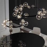 Lustre moderne en verre transparent à bulles LED Luminaires suspendus Hall Salon Chambre Lampe à main Bulle Globe Lustre