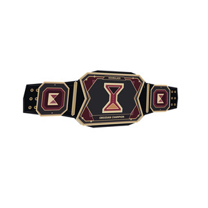 Cinturón de Campeonato Personalizado de Obsidiana con Diseño de Reloj de Arena para Lucha Libre, Boxeo, MMA - Placas Metálicas, Cuero PU, Logotipo Personalizado, Fabricación OEM - Product Image 3