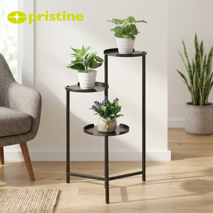 Support de plantes en métal à 3 niveaux pour balcon, avec revêtement en poudre, étagère fonctionnelle en acier pour pots de fleurs, rangement domestique - Product Image 4