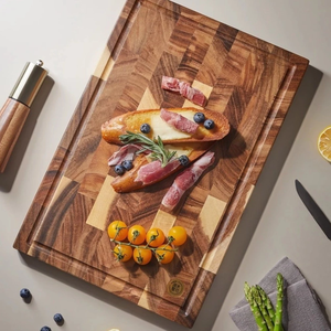Acacia Wood Cutting Board with Handle Solid Wood <b>Kitchen</b> Chopping Board Food Grade Eco Friendly OEM Factory Supply - Product Image 1