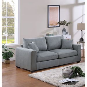 Set Divano e Poltrona Classico in Corduroy a 2 Pezzi per Soggiorno, con Braccioli Quadrati e Cuscini Morbidi - Product Image 3