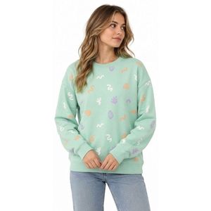 Sudaderas de Algodón para Mujer, Color Verde Menta, Cuello Redondo, Felpa de Algodón Grueso, Tejido Térmico, Corte Holgado - Product Image 2