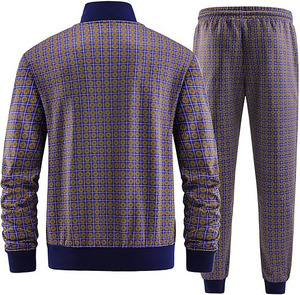Conjunto Deportivo de Diseño para Hombre con Estampado Azul Marino y Dorado – Conjunto Atlético de Lujo de Dos Piezas Premium - Product Image 2