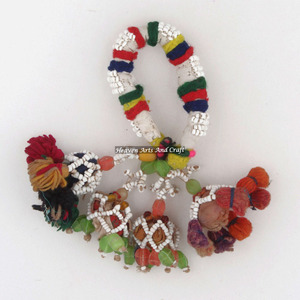 Indian Banjara Boho Mirror <b>Beads</b> Bag/Curtain/Dress Jewelry Tassels Antique Gypsy <b>Bracelet</b> vintage tribal pom pom tassel <b>bracelet</b> - Product Image 4