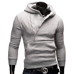 Sudaderas con capucha y sudaderas para hombre Sudadera con capucha de color sólido inclinado de empalme para hombre personalizado con bolsillos de canguro Sudaderas con capucha para hombre - Product Image 2