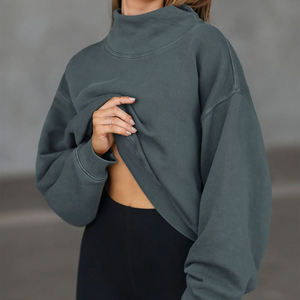 Sudadera de cuello redondo para mujer, 100% algodón polar, informal, de otoño, corte holgado, OEM, logotipo personalizado, lentejuelas en la parte delantera y trasera - Product Image 4