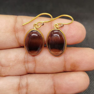 Nouvelles Boucles d'Oreilles Pendante en Quartz Fumé Rectangulaire, Style Fantaisie, 10x14 mm, en Laiton, pour Bijoux Tendance - Product Image 1