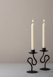 Porte-bougie conique en métal noir ondulé texturé, décoration de table, centre de table, vente en gros - Product Image 2