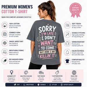 T-shirt décontracté gris pour femme, col rond, manches courtes, imprimé floral, coupe ample, 100 % coton respirant, 180 g, transfert thermique - Product Image 4