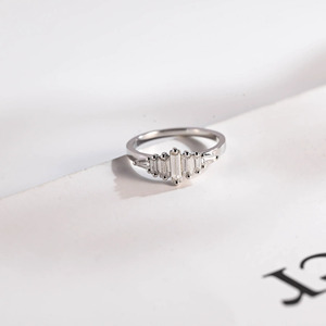 14K Yellow Gold Baguette Cut Lab Grown Diamond Cluster Wedding Band Ring - Product Image 4