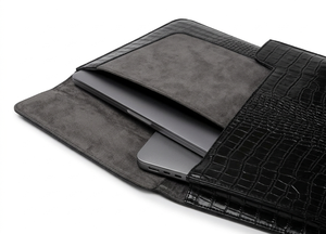 High Demand Black Leather <b>Laptop</b> Bag <b>Sleeve</b> Portable Computer Case Minimalist Business Travel Pouch From India - Product Image 3