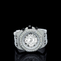 Montre mécanique en acier inoxydable avec diamants Moissanite glacés, chiffres arabes, style Hip Hop, très demandée, pour occasions décontractées et formelles