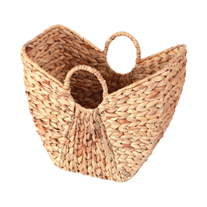 <b>Rustic</b> Water Hyacinth Basket, Hand Woven Storage Hamper With Handle Premium Handcrafted Home Decor From Vietnam Factory - Product Image 5
