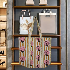 Bolsos Tote de Tela de Algodón con Cierre de Cremallera, Color Sólido, Diseño Floral, a la Moda, con Logotipo Personalizado, Amplio y Ligero, Gran Venta - Product Image 2