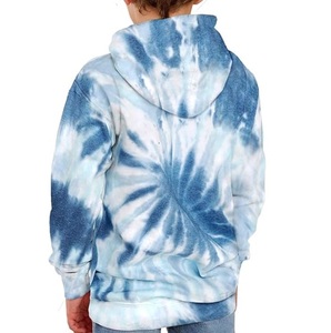 Sweat à capuche oversize pour enfants en molleton bleu délavé tie-dye, respirant, pour l'hiver, sport, garçons, éco-responsable - Product Image 3
