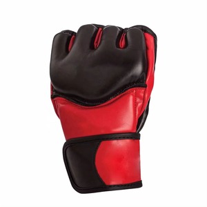 ถุงมือ MMA หนังแบบครึ่งนิ้ว สีแดงดำ ปิดด้วยเวลโคร สำหรับผู้ใหญ่ ฝึกศิลปะการต่อสู้ - Product Image 5