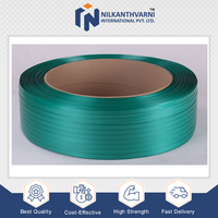 Sangles en polyester PET de couleur verte d'origine indienne, qualité assurée, best-seller, 9 mm-32 mm, pour l'emballage, le palettisation et l'emballage de fûts