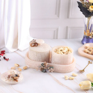 Resin Cylinder Jar Collection Crystal Pearl Details Luxury Eco-Friendly Lightweight Food Storage - Product Image 4