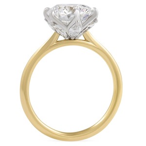 แหวนหมั้นเพชรทรงกลมเจียระไนแบบบริลเลียนท์สำหรับผู้หญิง ชุบทอง 14k ตัวเรือนแบบ Bezel Setting รับรองโดย IGI สไตล์หรูหรา - Product Image 4
