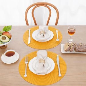 Set di 6 tovagliette antiscivolo intrecciate da 15 pollici, lavabili, in cotone e poliestere, resistenti al calore, per la cucina. - Product Image 4