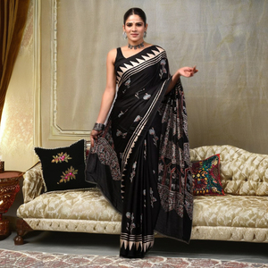 Elegant Modal Silk Saree Soft <b>Lightweight</b> Floral Printed Modern Ethnic Festival Party Quick Dry <b>Summer</b> Floor Length Wholesale - Product Image 2
