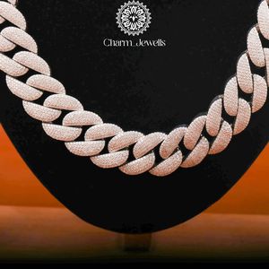 สร้อยคอ Charm_Jewells แบบยูนิเซ็กซ์ เงินแท้ 925 ชุบทอง 14K ประดับโมอิสซาไนต์ รับรองโดย IGI ดีไซน์แบบโซ่เชื่อม สไตล์ฮิปฮอป เหมาะสำหรับงานปาร์ตี้ - Product Image 5