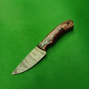 Couteau de chasse en acier damas personnalisé fait à la main, couteau de survie EDC, manche en bois et résine Pakka, couteaux japonais - Product Image 1