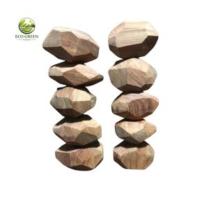 Bloques de Madera Natural Tumi Ishi, 50 Piezas, Piedras de Equilibrio Facetadas, Bloques Apilables, Juguete Educativo Sensorial para Niños, Montessori - Product Image 2