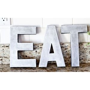 Letras Decorativas de Metal Galvanizado Rústico con la Palabra EAT, Decoración de Pared para Cocina, Letrero Industrial Vintage Plateado para Decoración de Comedor - Product Image 2