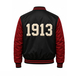 Chaqueta Universitaria Delta Sigma Theta Roja y Blanca con Bordado 1913 y Estampado Trasero, Estilo Preppy para Hombre, Chaqueta de Satén con Cierre Frontal - Product Image 6