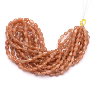 Piedras de Luna Melocotón AAA+ de 5x8mm-7x10mm, Cuentas Briolette en Forma de Lágrima, Gema Semipreciosa Natural, Cuentas Facetadas para Fabricación de Joyas - Product Image 1
