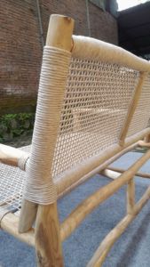 Muebles Modernos para Exteriores, Banco de Teca con Diseño de Ramas y Tejido de Ratán Sintético, Muebles de Patio para 2 Personas - Product Image 5