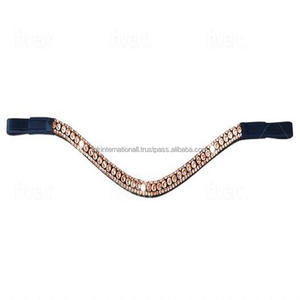 Banda de cejas de caballo de lujo de cristal solitario de alta calidad en cuero de primera calidad negro o marrón disponible en tamaños de mazorca completa y más - Product Image 6