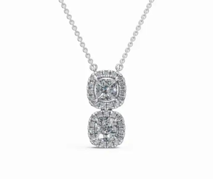 Pendentif halo en diamant taille coussin de 1,822 carats cultivé en laboratoire, collier céleste 32 pièces en or jaune, rose ou blanc 9K 14K 18K, cadeau de bijoux - Product Image 1