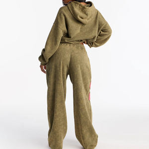 Conjunto Deportivo de Mujer de Primera Calidad, 100% Algodón, para Exteriores, Sudadera con Capucha y Pantalones Deportivos con Estampado Puff, Transpirable y Ligero - Product Image 3