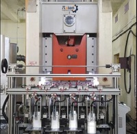 Machine de poinçonnage automatique pneumatique à deux cavités pour barquettes en aluminium, 50 PPM, haute vitesse, production industrielle de barquettes alimentaires