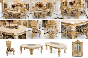 Bespoke Birmingham Style <b>Dining</b> Room Furniture Set Handcrafted Royal <b>Dining</b> <b>Table</b> and <b>Chairs</b> for Villas & Luxury Homes USA - Product Image 2
