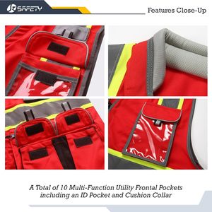 100% Polyester Reflective Safety Vest Hi Vi <b>Night</b> <b>Road</b> Work Reflective Safety Vest Multi Pockets for Construction Hi vi Vest - Product Image 5