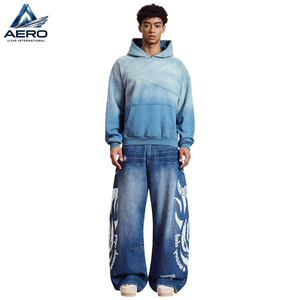Sudadera con capucha de felpa para hombre, personalizada, de peso pesado, con lavado ácido y efecto degradado, teñido por inmersión vintage, de corte holgado, estilo streetwear - Product Image 5