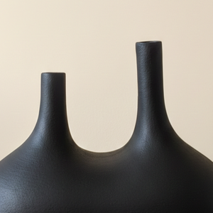 Modern Double Neck <b>Matte</b> Black Metal Flower Vase Unique U-Shaped Handcrafted Home Decor <b>Table</b> Centerpiece Single Unit Only - Product Image 3