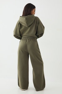 <b>Women</b> Olive Wide Leg Sweatpants High Waist Elastic Drawstring Casual Relaxed Straight Leg <b>Lounge</b> Jogger <b>Pants</b> Wholesale Apparels - Product Image 6