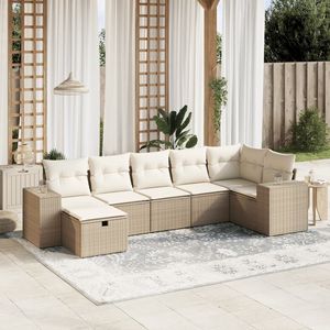 Conjunto de Sofá Grande para Jardín en Poliratán Beige con Acero con Recubrimiento en Polvo, Muebles de Exterior Premium - Product Image 1